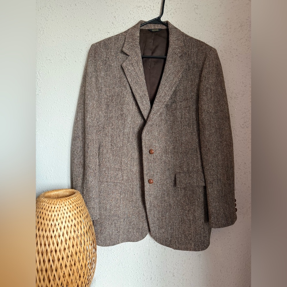 Vintage Like New Herringbone Harris Tweed Wool Blazer